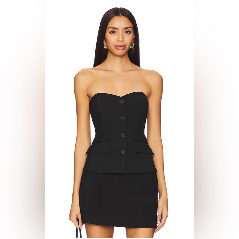 Zara Black Tuxedo Strapless Sweetheart Neck Vest